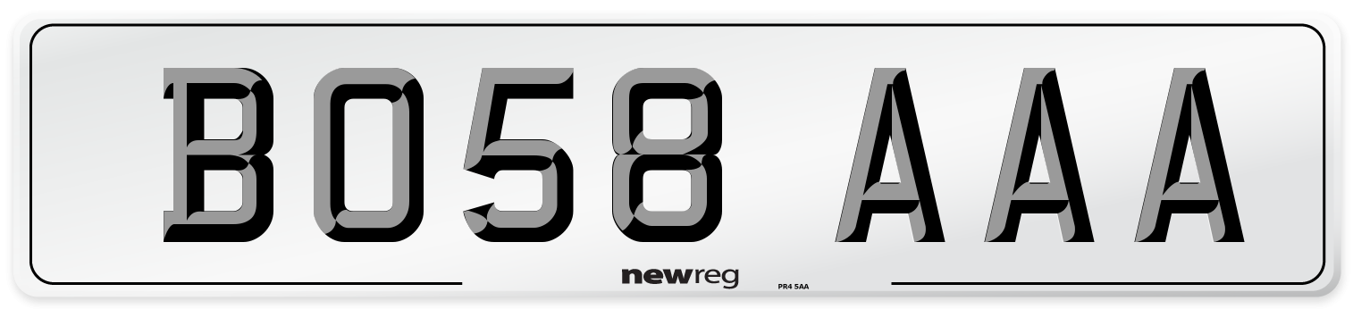 BO58 AAA Number Plate from New Reg
